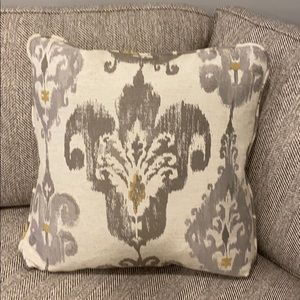 Greige Damask Accent Pillow Cover